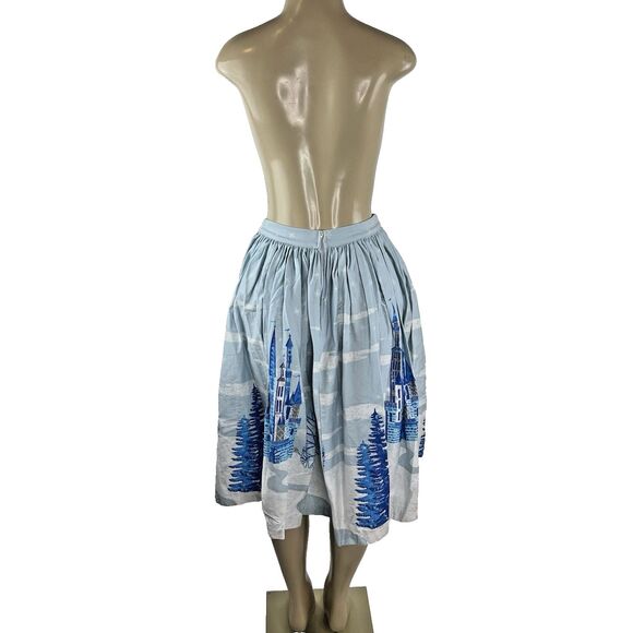 Pinup Couture Jenny Skirt Size S Blue Winter Castle - Picture 6 of 14